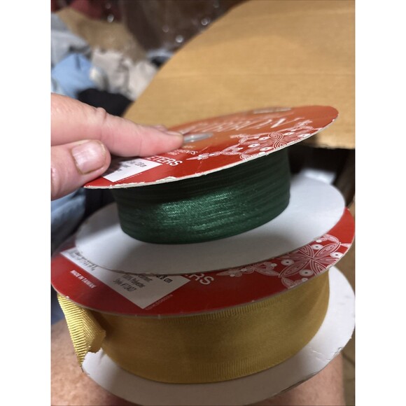 Wired Ribbon Gold  And Green Variety  Pack And Opened Packs - Picture 2 of 5